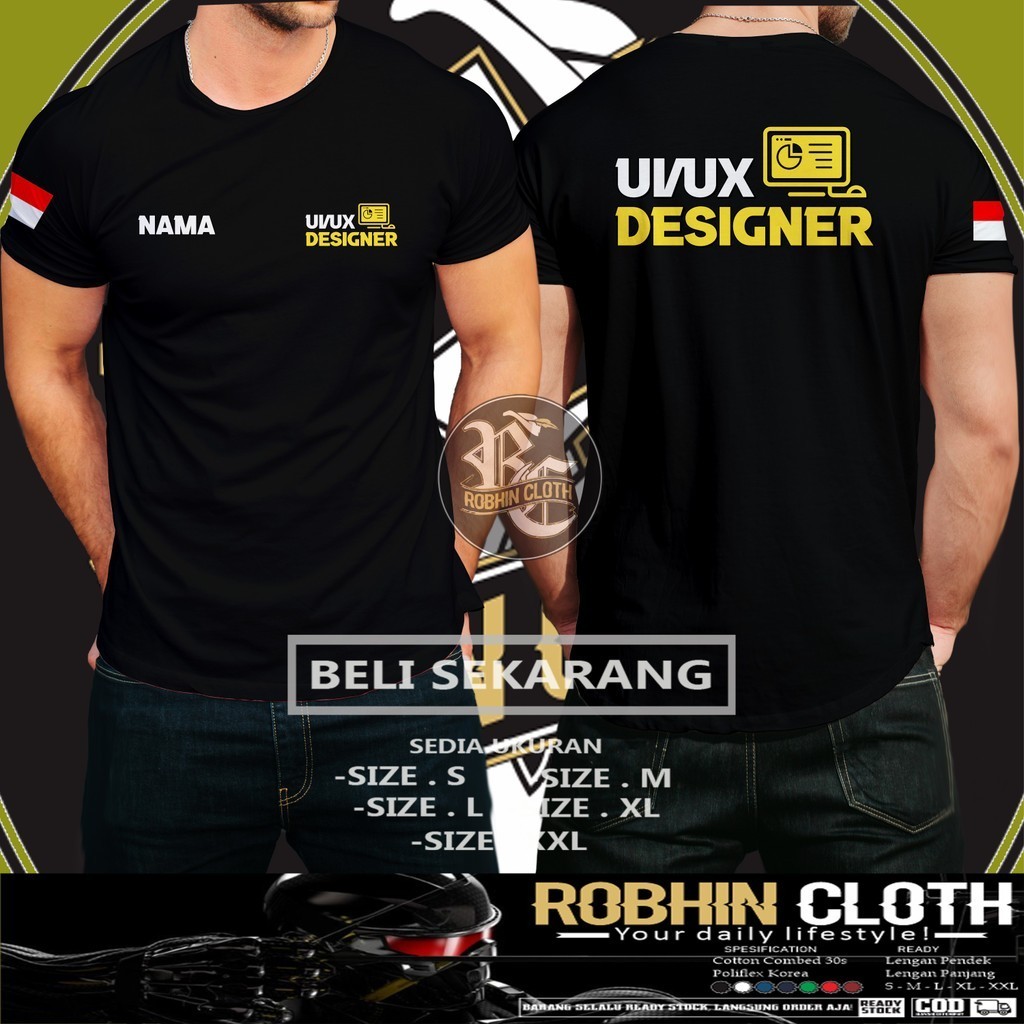 Kaos Baju UI UX Designer Gratis Nama Kamu DB Kaos Distro