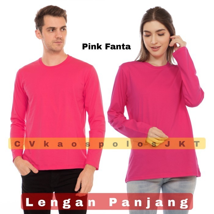 PROMO KAOS POLOS DEWASA LENGAN PANJANG PINK FANTA Silahkan diorder