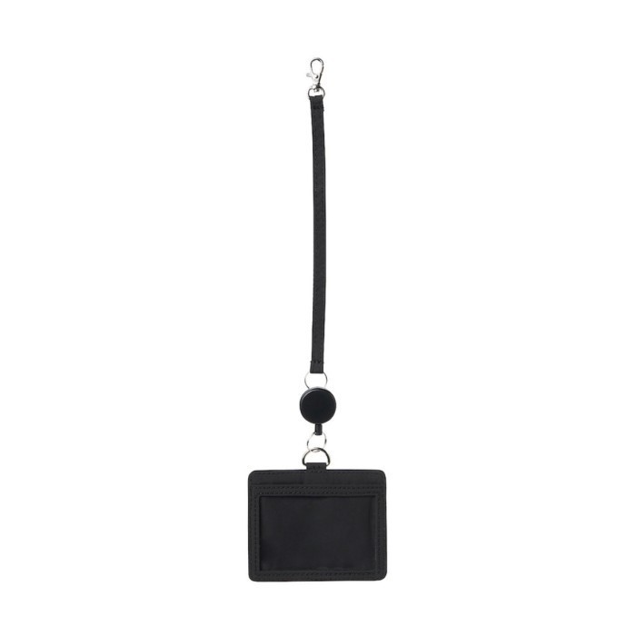 

BARANG TERLARIS MUJI Stretchy Polyester Card Holder W Reel Black/Name tag ID Card hold