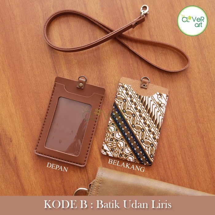 

BARANG TERLARIS ID Card Holder BATIK Custom - Name Tag - Dompet ID Kulit Leather Asli