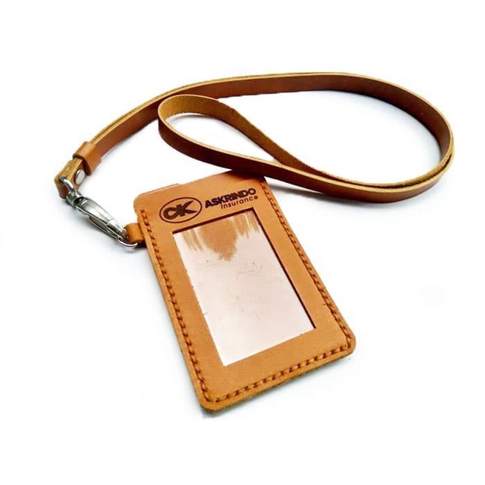 

BARANG TERLARIS Name Tag Kulit Asli Logo ASKRINDO Warna Tan - Tempat Id Card