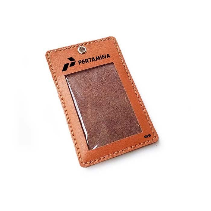 

BARANG TERLARIS Name Tag Id Kulit Asli Logo Pertamina Warna Tan - Tali Id Card -