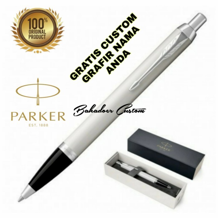 

PULPEN SIGNATURE PARKER ORIGINAL IM WHITE BLACK KLIP SILVER AUTHENTIC