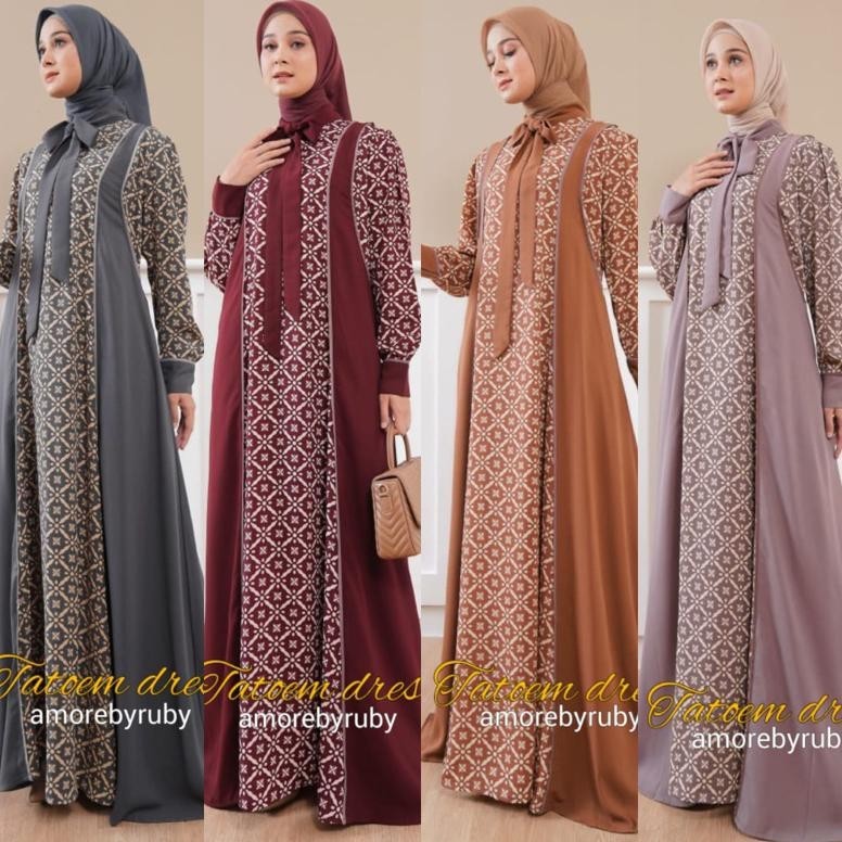 Tatoem Dress Amore By Ruby Gamis Motif Tribal Busui Friendly Nyaman Adem Kondangan Mewah Tali Pingga
