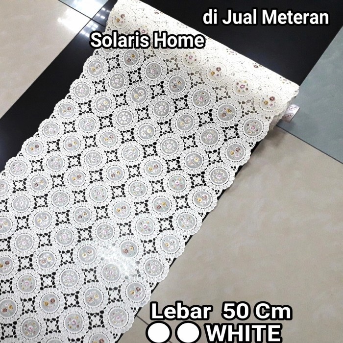 Taplak Meja Tamu Panjang Meteran Plastik PVC Putih Anti Air Anti Slip