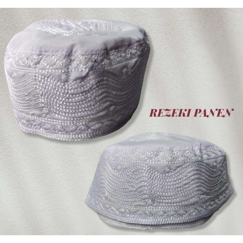 Termurah  Promo  Peci Madinah Putih Motif Bordir / Peci Kopiah Dewasa / Kopiah Madinah Putih Polos O