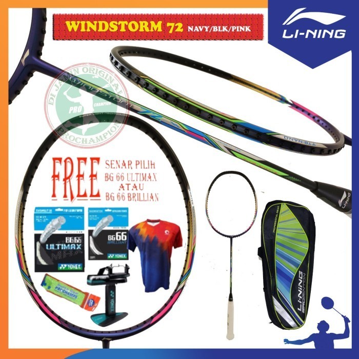 Paket Lining Windstorm 72 New Color Raket Badminton Original