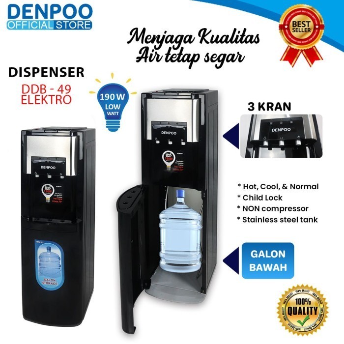 Denpoo Ddb 49 Dispenser Galon Bawah Pipa Stainless Steel (Free Juicer)