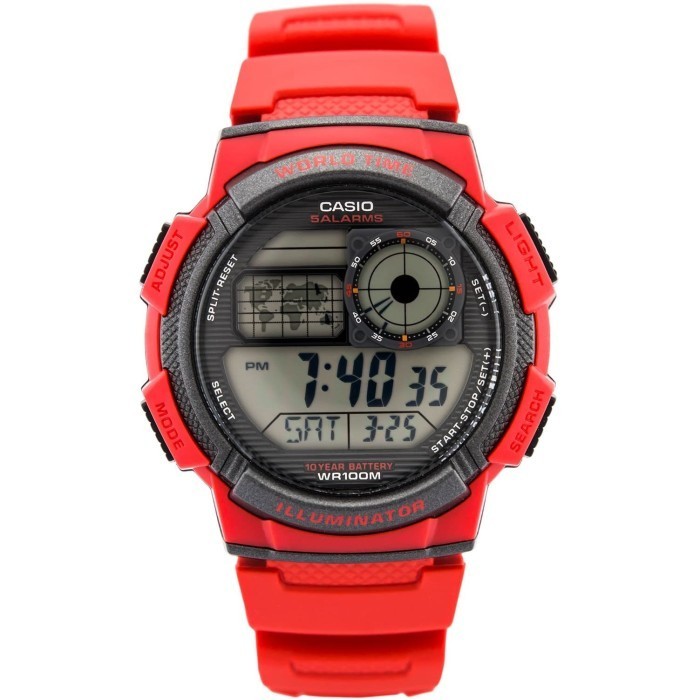 Casio Ae-1000W-4Avdf - Jam Tangan Pria - Merah - Ae1000W