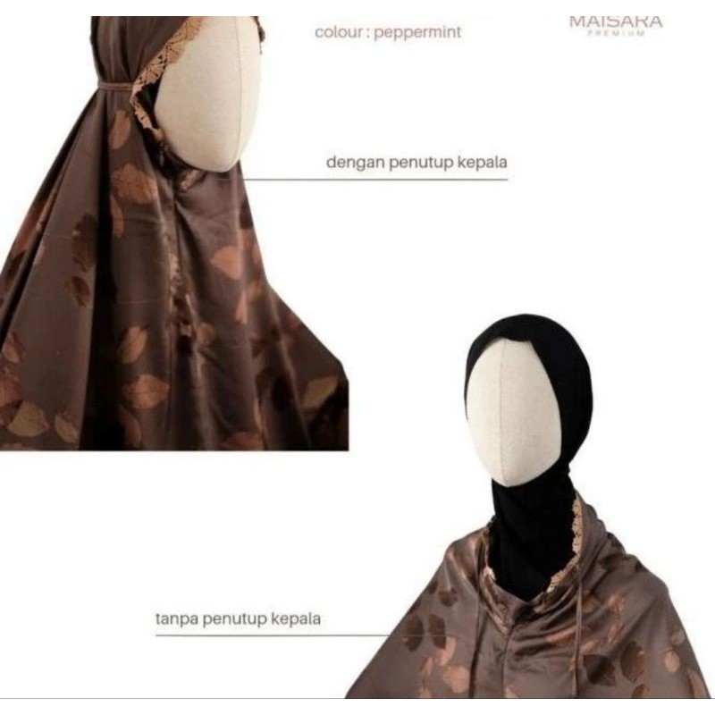 Mukena Maisara Premium Silk 2in1 Floral 3.0 Warna Peppermint