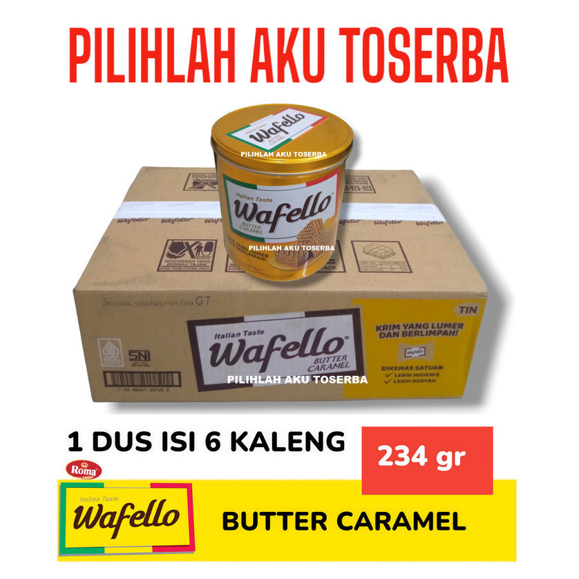 Roma Wafello Butter Caramel Kaleng - ( Harga 1 Dus )