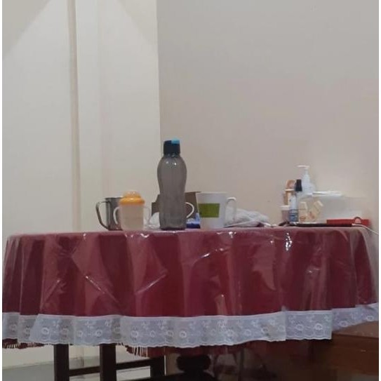 Taplak Alas Meja Makan Bulat Bundar Besar 6 Kursi Plastik Bening Tebal