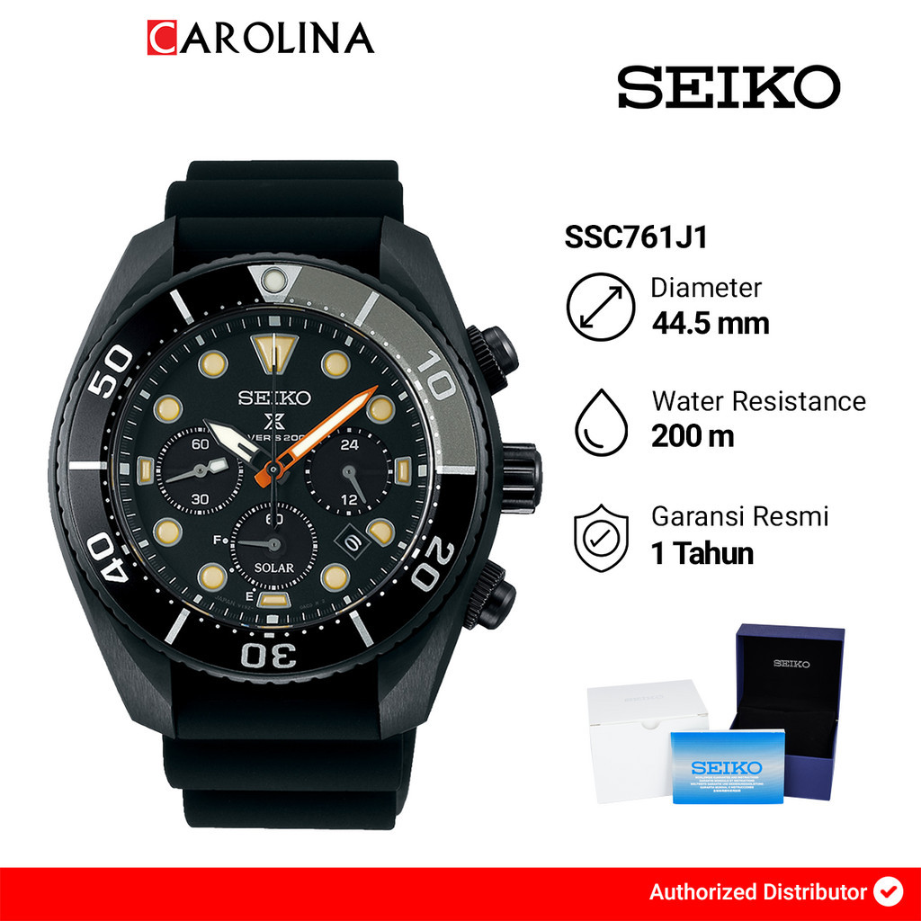 Jam Tangan Pria SEIKO Prospex SSC761J1 Sumo Ninja Solar Chronograph Black Series Rubber Strap Limite