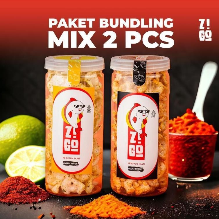 

POI [PAKET BUNDLING MIX RASA 2PCS] Kerupuk Pedas ZIGO Cabe Merah Daun Jeruk BBQ Gochujang Renyah Kemasan Toples Besar Kerupuk Seblak Kering Cemilan Enak TERLARIS