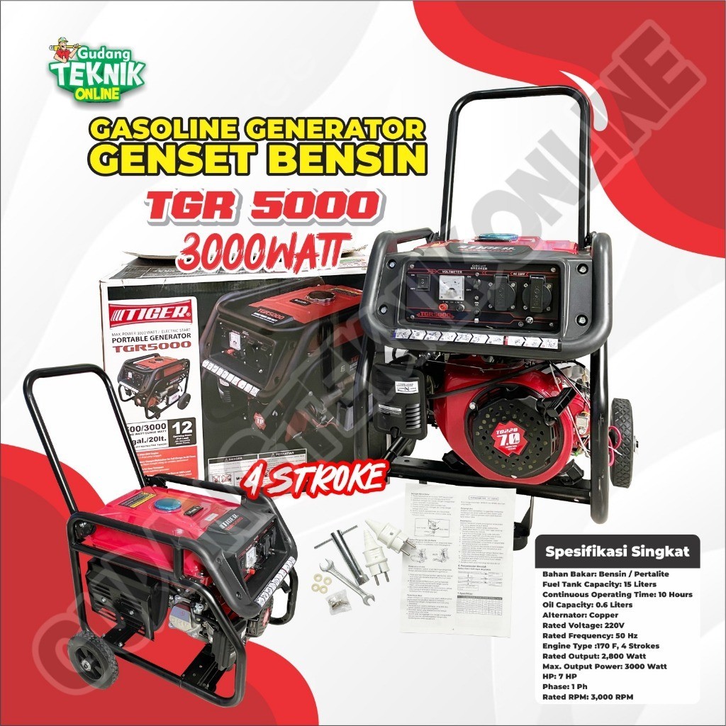 ( TIGER TGR-5000 ) Genset Bensin 3000 Watt 4 Tak TIGER TGR5000 DOUBLE STARTER / Gasoline Generator