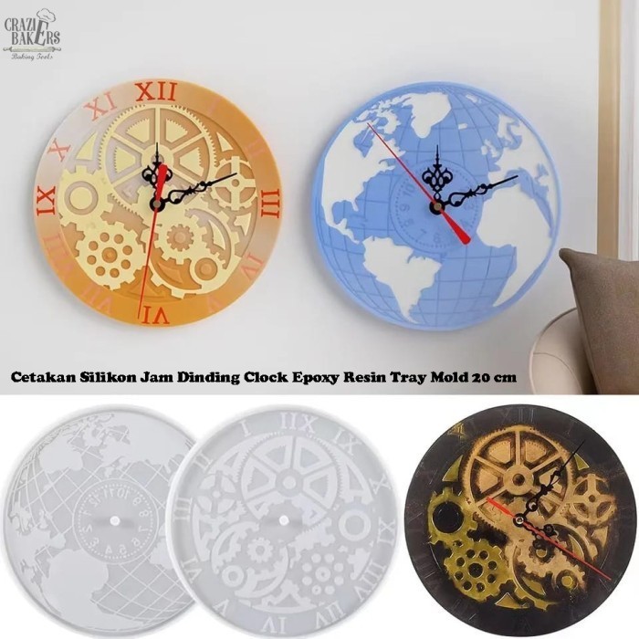 CETAKAN SILIKON JAM DINDING CLOCK EPOXY RESIN TRAY MOLD 20 CM