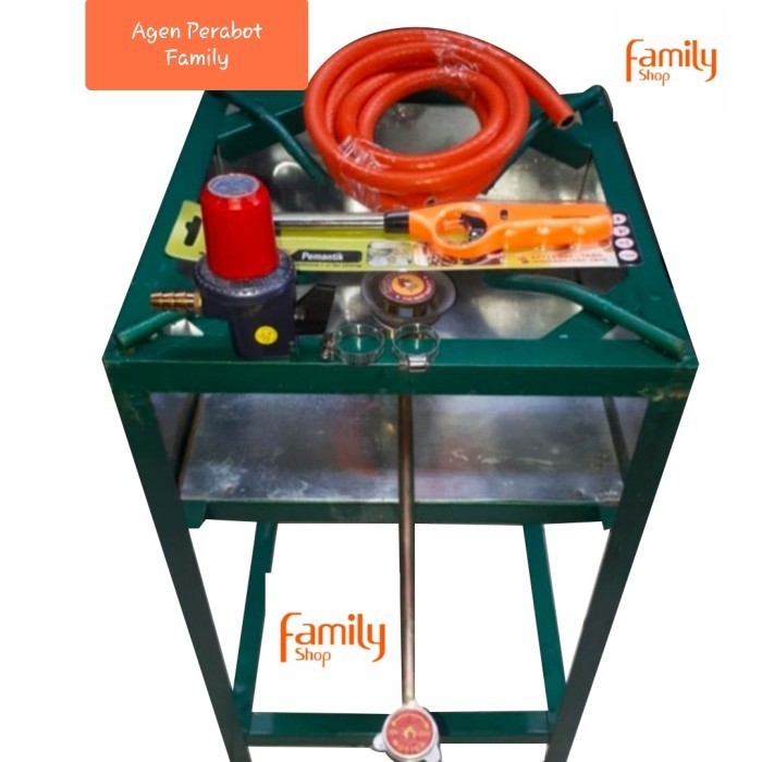 Paket 1 Set Kepala Kompor Mawar 203 + Rangka Regulator Selang Lengkap