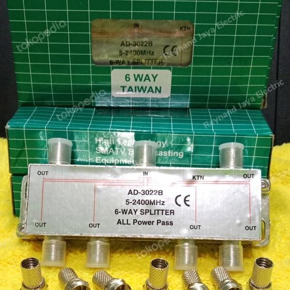 Berkualitas| Spliter antena TV 6 way Taiwan