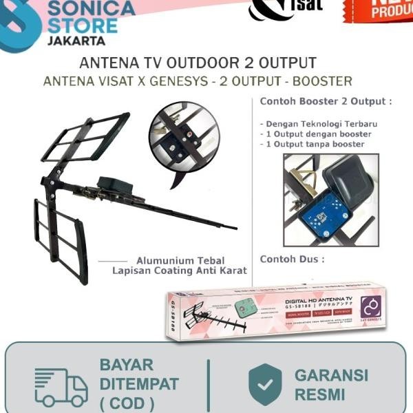Berkualitas| Antena TV Outdoor Digital Genesys x Visat GS - SB188 + Booster Dual TV