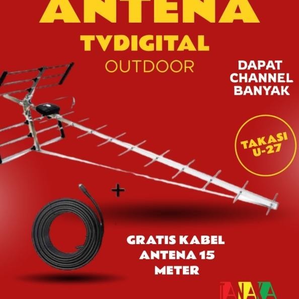 Berkualitas| ANTENA OUTDOOR TV DIGITAL GRATIS KABEL 15 METER DAPAT CHANNEL BANYAK
