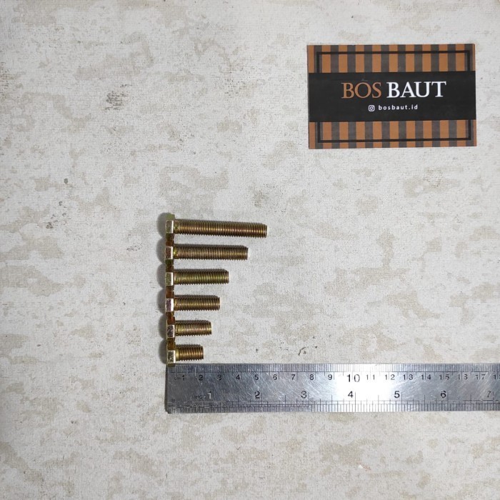 Baut Mur Besi M8x15 Kuning (Kunci 12)