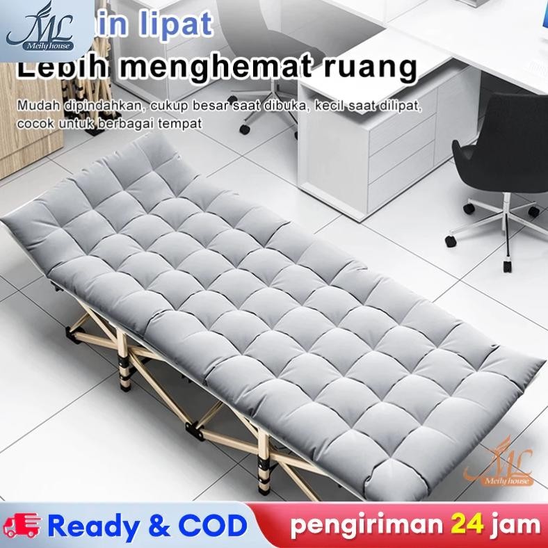 Tempat Tidur Lipat Besi Kasur Tidur Kasur Portable Kaki Silang Indoor Outdoor Ranjang Lipat Folding