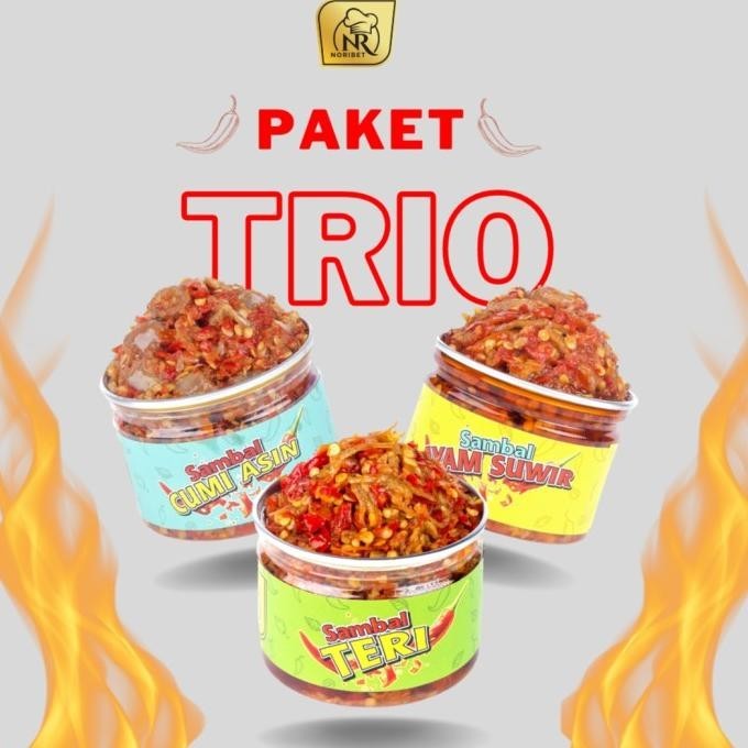 

PAKET TRIO SAMBAL NORIBET TERI - CUMI ASIN - AYAM SUWIR GM