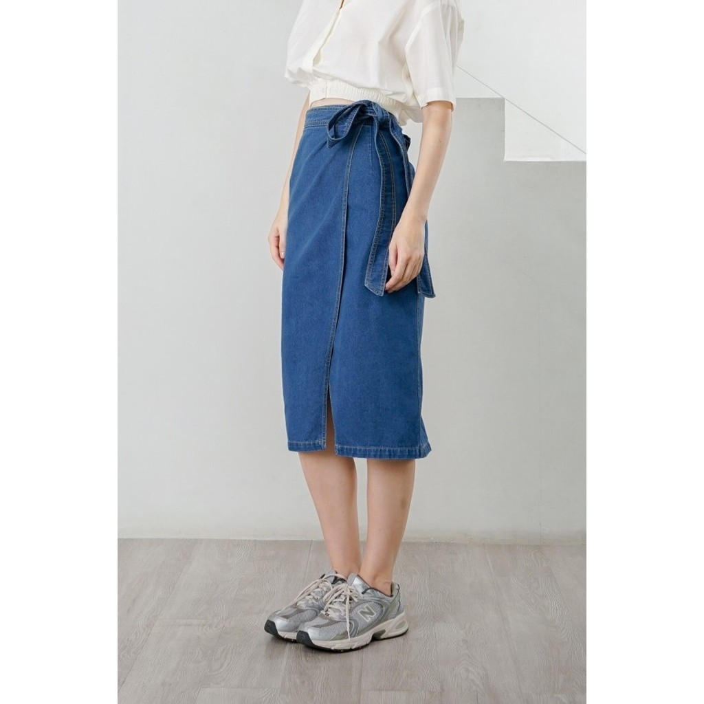 Kivee - Jovia Wrap Skirt Denim