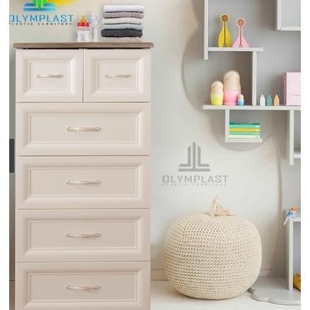 Lemari Laci Plastik Olymplast ODC 04 classic A ODC 5 susun Classic B Murah Kokoh Kuat Putih Kayu