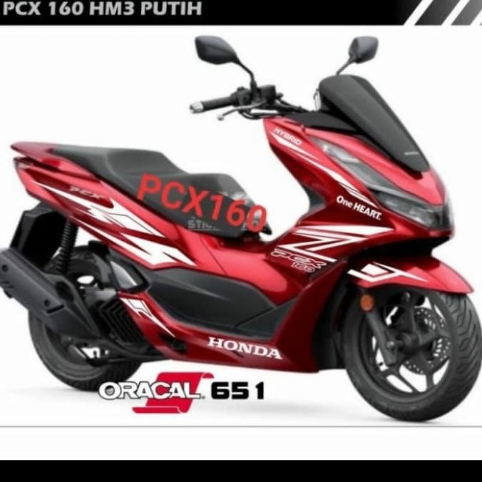 Striping Cutting Sticker New Honda Pcx 160 Motor Merah Sticker Putih