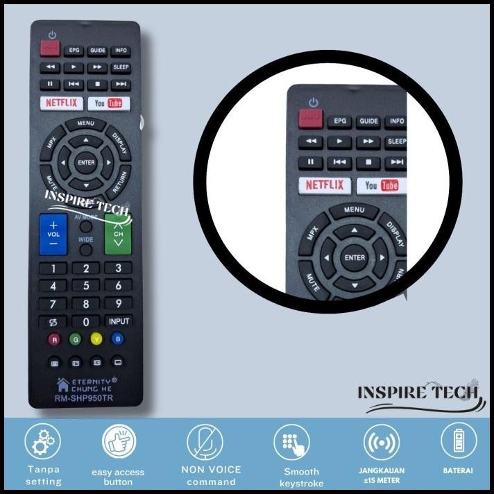 HOT DEAL REMOT REMOTE TV SHARP SMART ANDROID AQUOS LCD LED SHARP 950TR 
