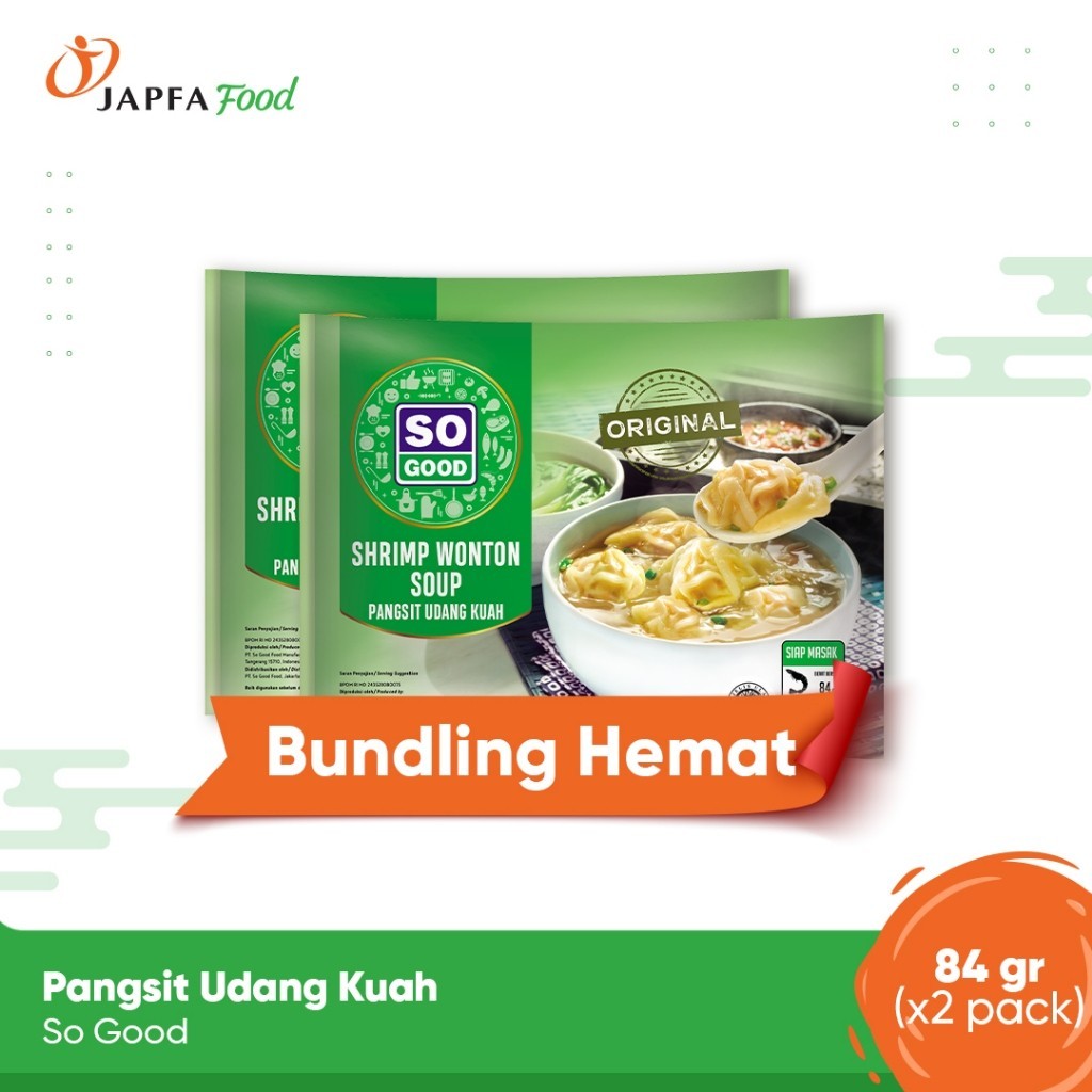 

So Good Pangsit Udang Kuah/Shrimp Wonton Soup 84 gr - Isi 2 pack