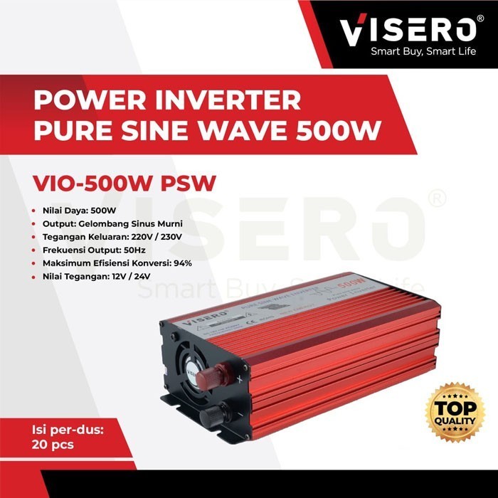 Visero Vio-500W Psw Power Inverter Pure Sine Wave 500 Watt 12V