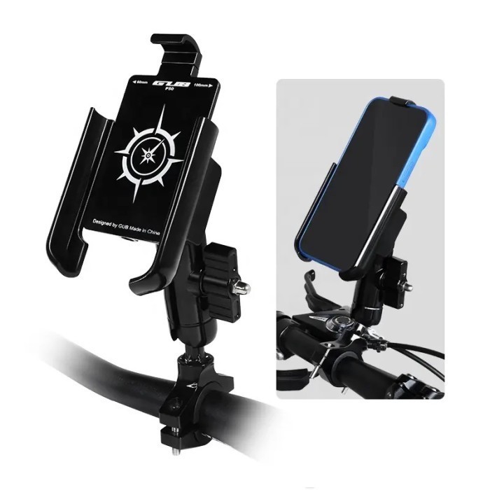 Gub P50 Phone Holder Aluminium Stang Motor Sepeda Listrik Motor Sport