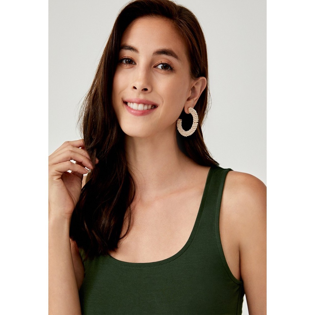 Evnomia Cotton Scoop Neck Tank Top - Olive