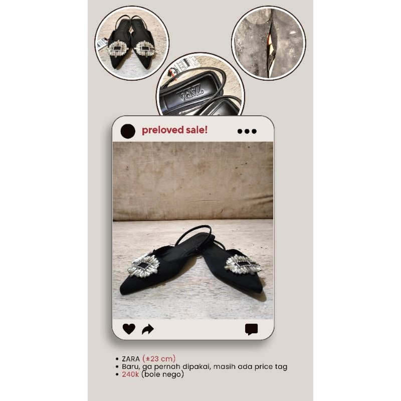 PRELOVED SALE Flatshoes ZARA Hitam