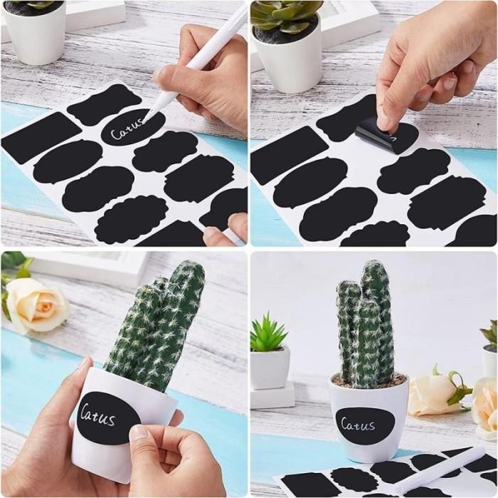 

100pcs Chalkboard Label Sticker Hitam Stiker Label Blackboard + Pena Berkualitas