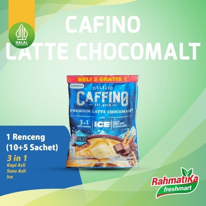 

Delizio Caffino 3in1 Ice Kopi Premium Latte Chocomalt 27g (1 Renceng)