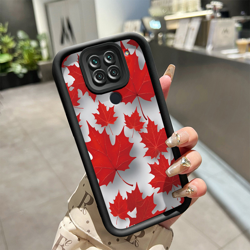 Casing Hp Xiaomi Redmi Note 9 Redmi Note 9s Case layar penuh pola daun Maple Kesing ponsel Softcase 
