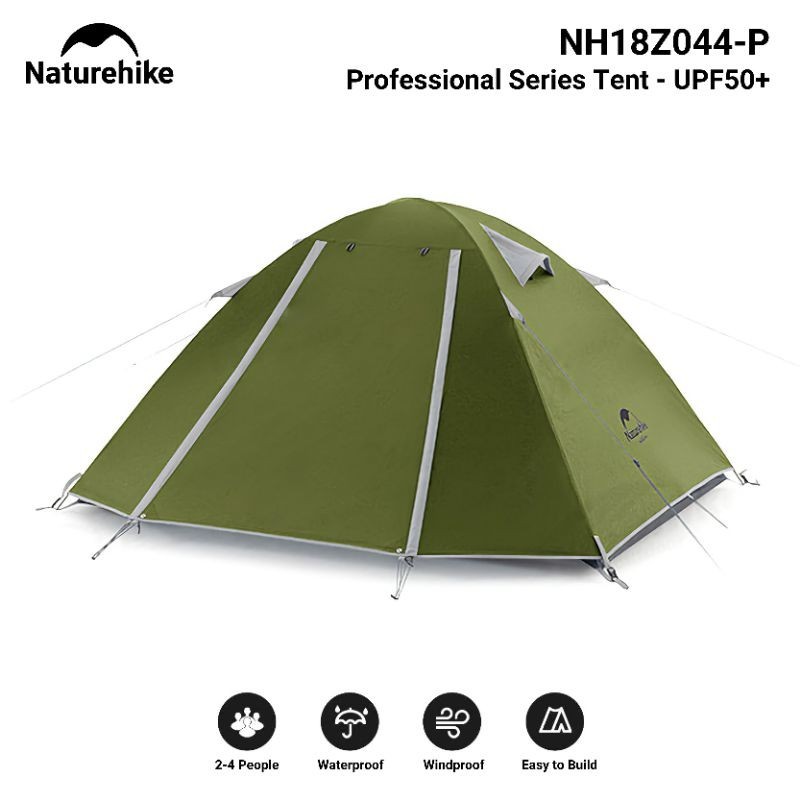 TENDA CAMPING 4 ORANG DOUBLE LAYER WATERPROOF PENDAKI OUTDOOR NATUREHIKE PROFESSIONAL 4 NH18Z044-P