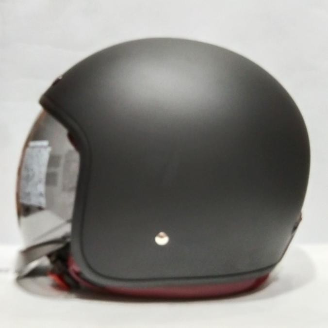Helm Mds Magnum Solid Black Doff Helm Half Face  Arennafreya
