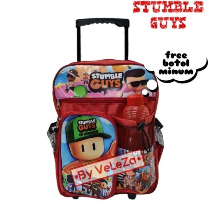 TAS RANSEL TROLI ANAK KARAKTER STUMBLE GUYS GRATIS BOTOL MINUM - TAS RADITPUTRA33