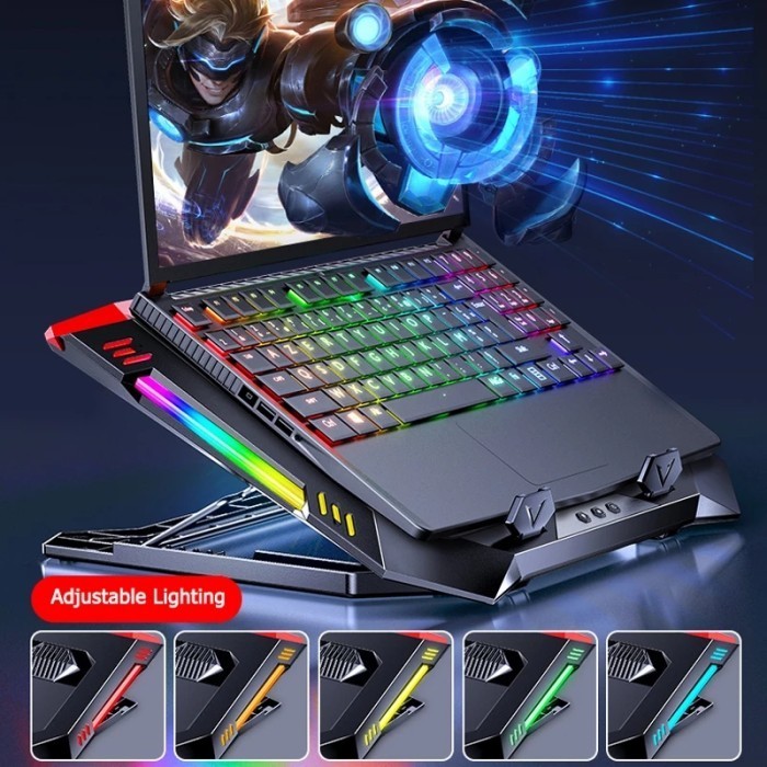 Cooling Pad Laptop Gaming Turbocharged Radiator Led Lht 2 Fan - X