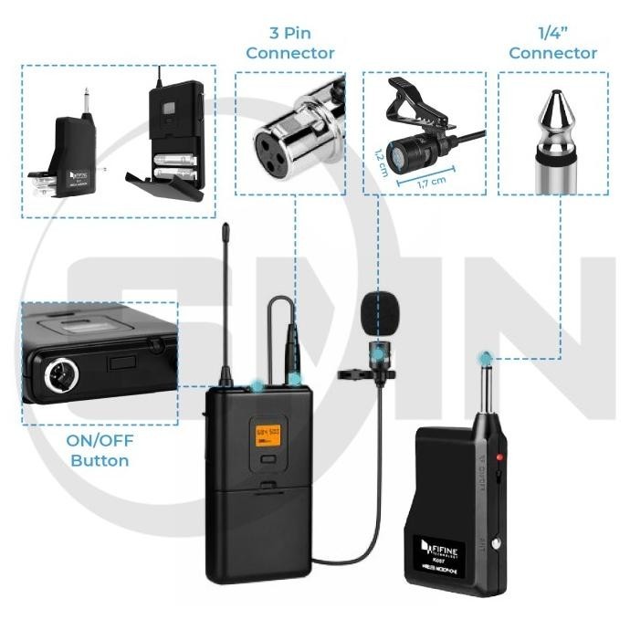 Mic Fifine K037 Wireless Mic Clip On Smartphone Kamera