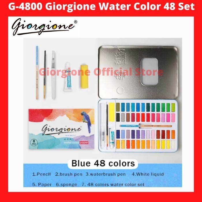 

G-4800 Giorgione Water Color Paint Set 48 Warna Cat Air Kuas Lukis