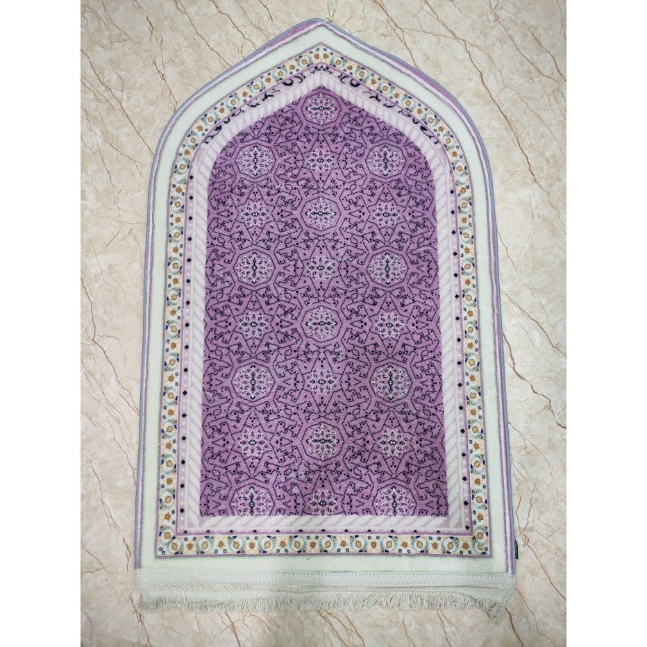 Sajadah Qubah Kubah Cantik Premium Turki Rumbai Putih Anti Slip Polos