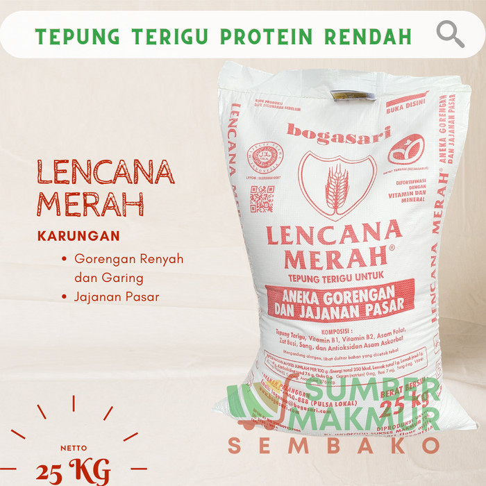 

Tepung Terigu Lencana Merah 25 Kg [Gojek/ Grab Only]