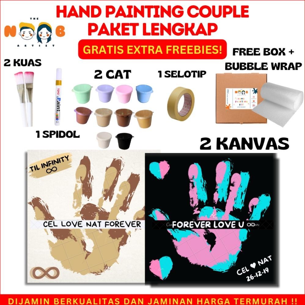 

y-76 Hand Painting Kit Canvas By The Noob Artist | Kanvas Cap Tangan Couple | Canvas 20x20 cm | Kanvas Lukis Tangan Couple Termurah