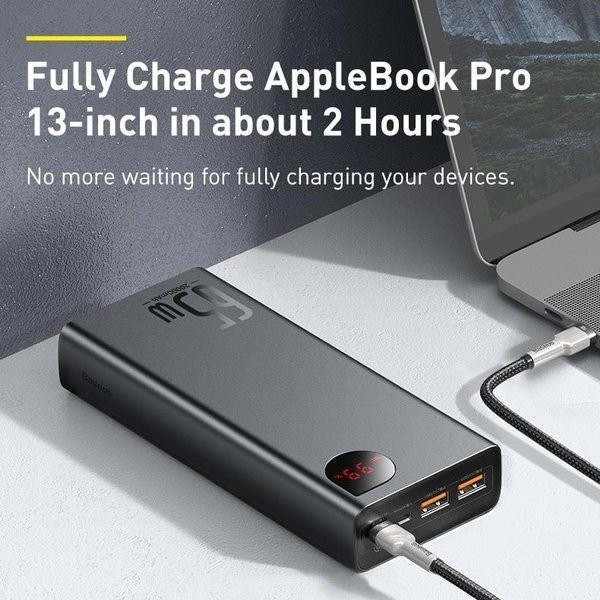 Baseus Original Adaman 65W Power Bank Type C Fast Charging Quick Charge Pd Digital Display Powerbank