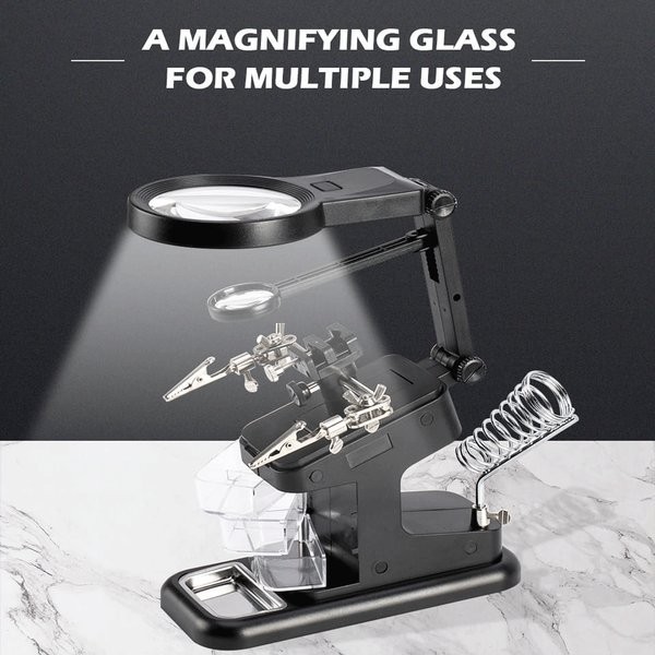 Te-803 Kaca Pembesar Dudukan Stasiun Meja Magnifier Led Light Clamp